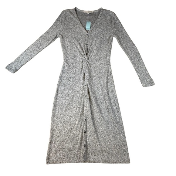 LOFT Dresses & Skirts - Ann Taylor LOFT Knotted Button Midi Dress Size Petite XSP Pepper Melange
